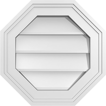 Ekena Millwork Octagonal Surface Mount PVC Gable Vent w/ 2"W x 1-1/2"P Brickmould Frame, 14"W x 14"H GVPOC14X1402SN